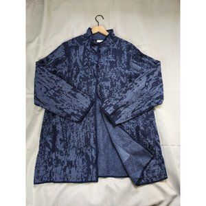 J.Jill Sweater Blue Long Cardigan Jacquard Knit Snap Button Womens Size XL
